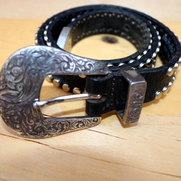 Black Leather Belt Another line inc Womens - Picture 2 of 12